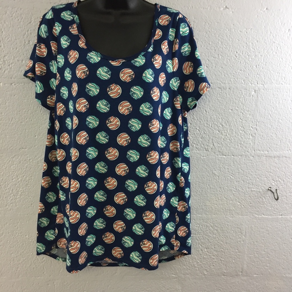 Lula Roe Navy scoop neck shirt sleeve top